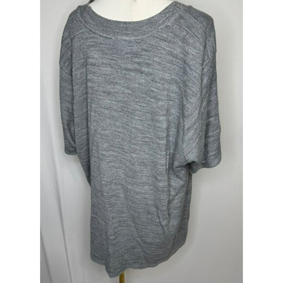 Liz & Me Womens 3X Gray Acrylic Silver Metallic Knit Sweater Top Short Sleeve - Picture 3 of 9